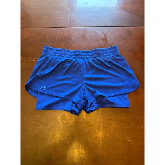 Under Armour Womens HeatGear Blue Running Shorts Medium - Picture 3 of 7